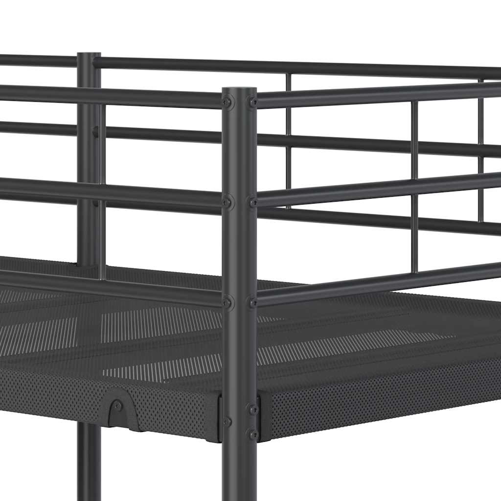 fekete acél emeletes ágy matrac nélkül 75 x 190 cm