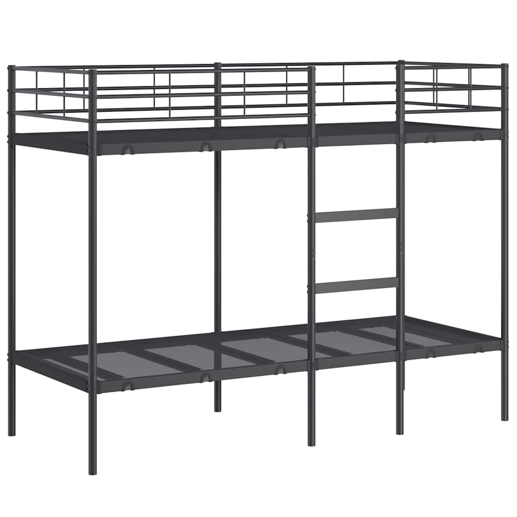 fekete acél emeletes ágy matrac nélkül 80 x 200 cm