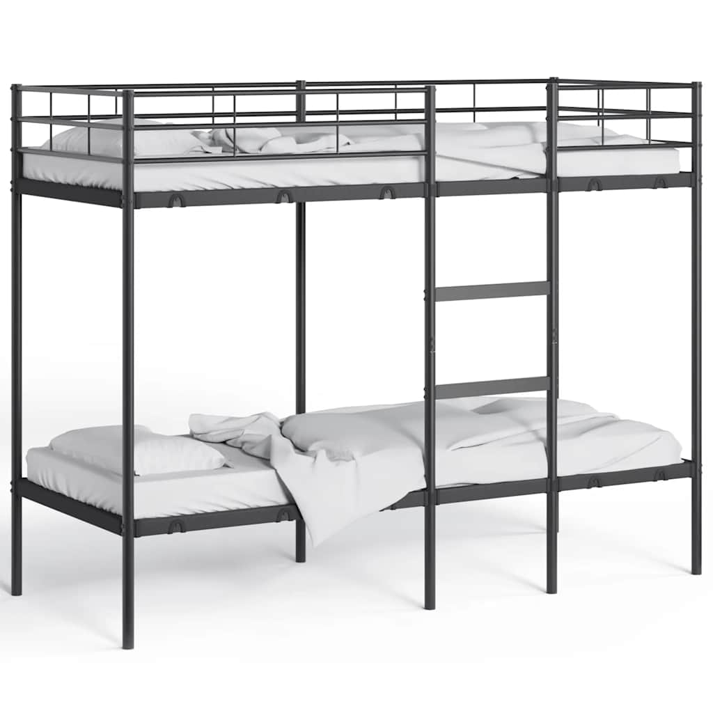 fekete acél emeletes ágy matrac nélkül 80 x 200 cm