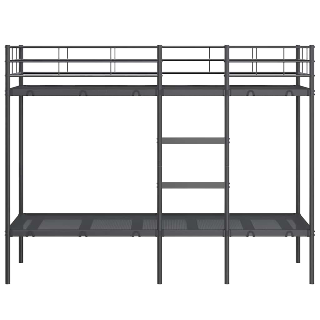 fekete acél emeletes ágy matrac nélkül 80 x 200 cm