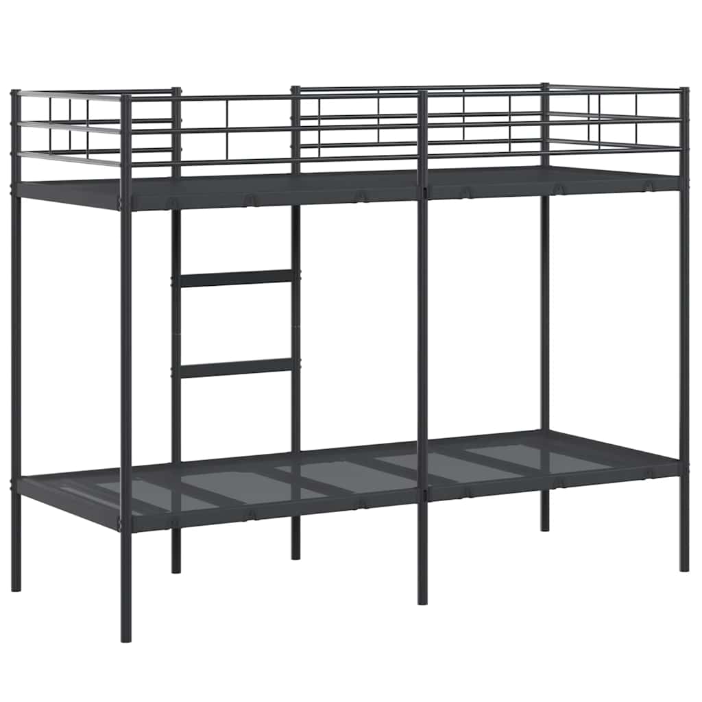fekete acél emeletes ágy matrac nélkül 80 x 200 cm