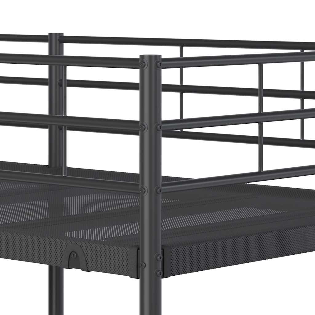 fekete acél emeletes ágy matrac nélkül 80 x 200 cm