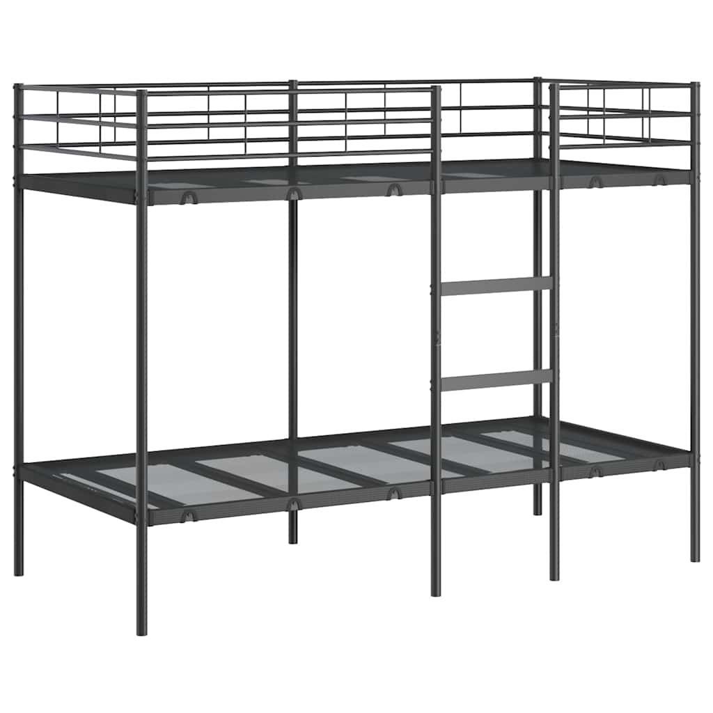 fekete acél emeletes ágy matrac nélkül 90 x 190 cm