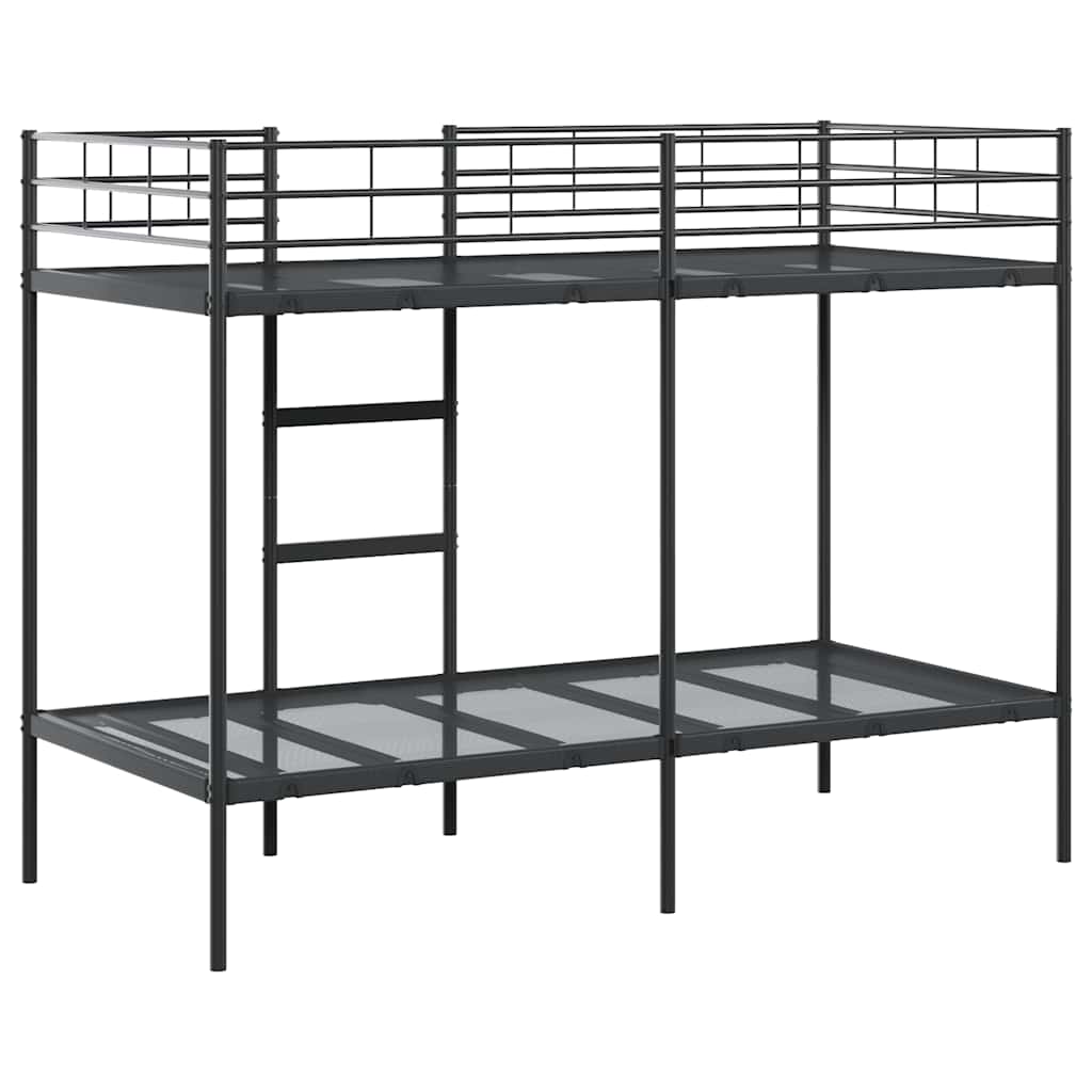 fekete acél emeletes ágy matrac nélkül 90 x 190 cm