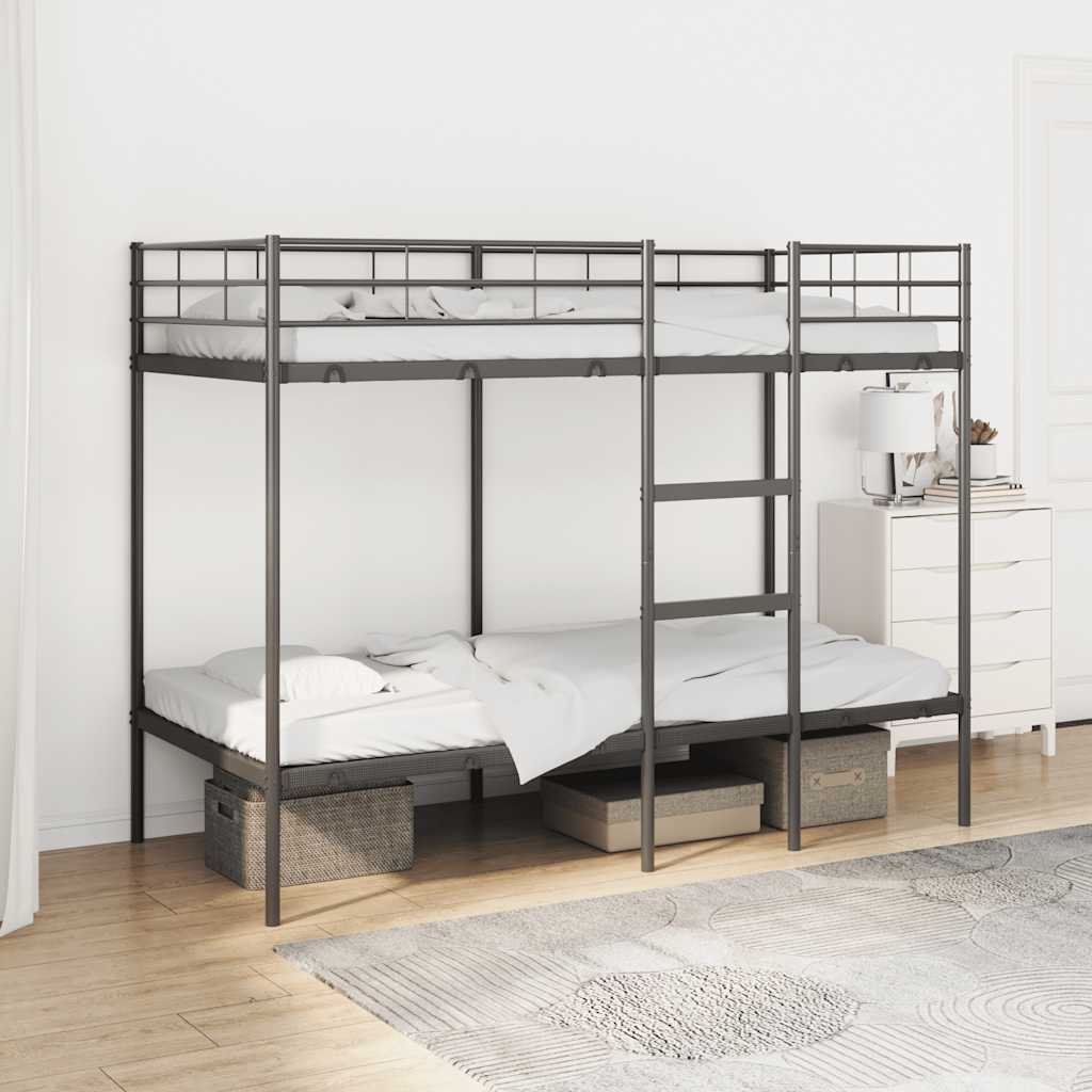 fekete acél emeletes ágy matrac nélkül 90 x 190 cm
