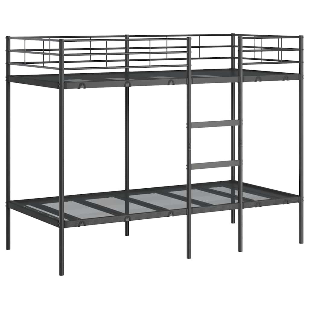 fekete acél emeletes ágy matrac nélkül 90 x 200 cm