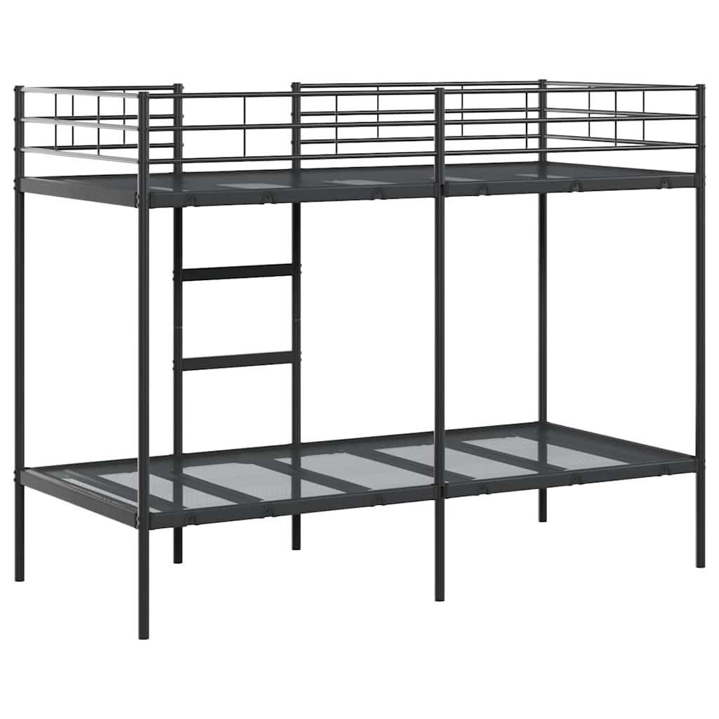 fekete acél emeletes ágy matrac nélkül 90 x 200 cm