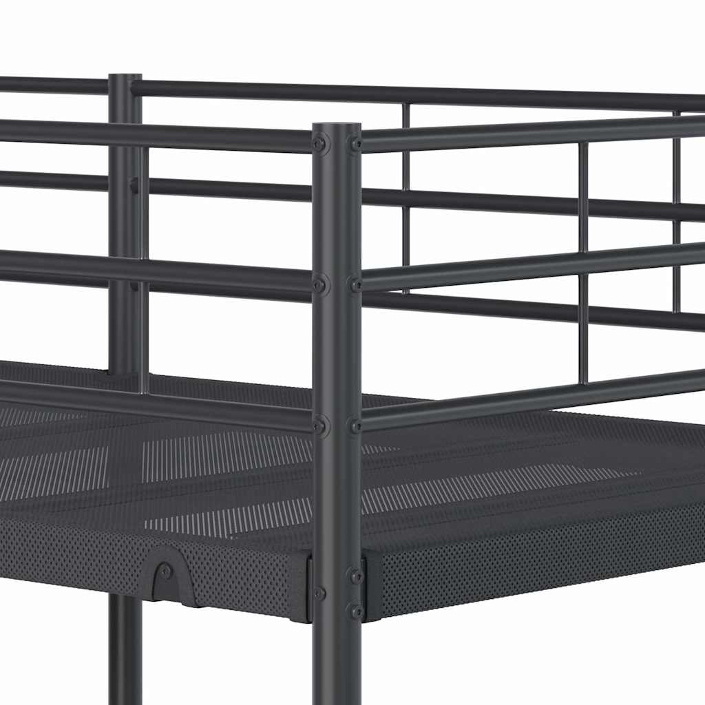 fekete acél emeletes ágy matrac nélkül 90 x 200 cm