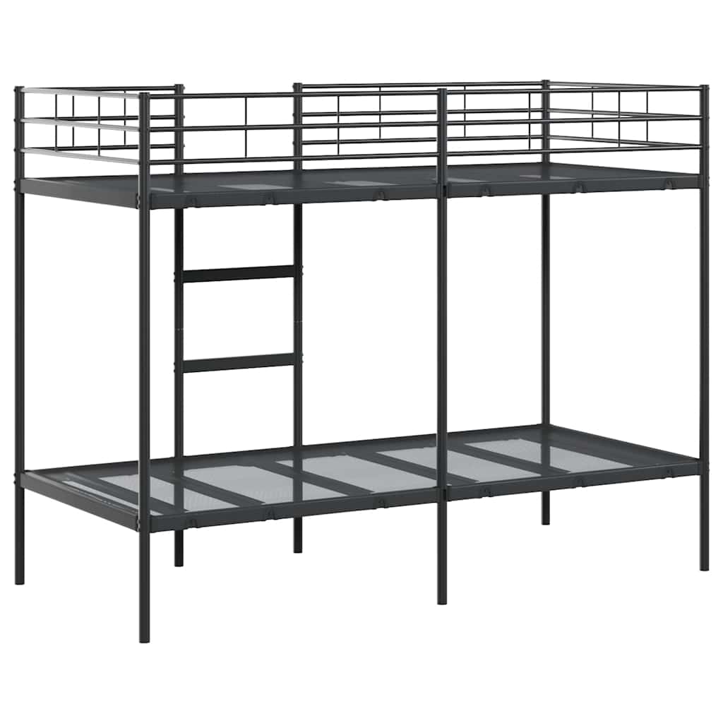fekete acél emeletes ágy matrac nélkül 100 x 190 cm