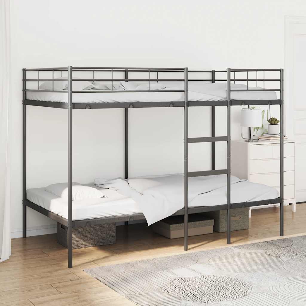 fekete acél emeletes ágy matrac nélkül 100 x 200 cm