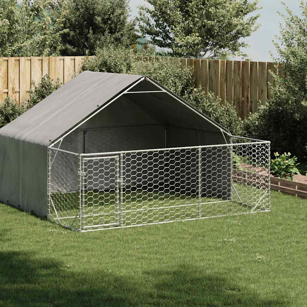 horganyzott acél kültéri kutyafuttató kifutóval 3x3x1,9 m