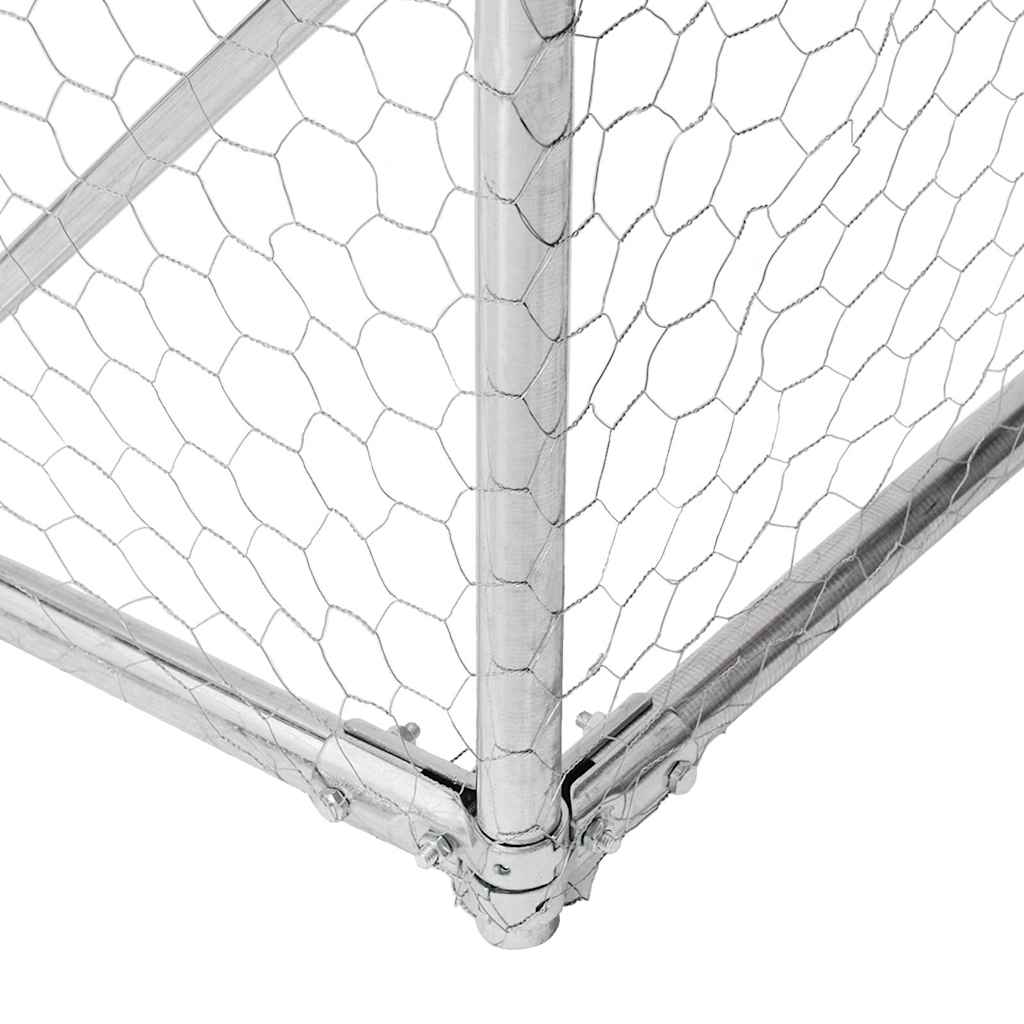 horganyzott acél kültéri kutyafuttató kifutóval 4x3x1,9 m
