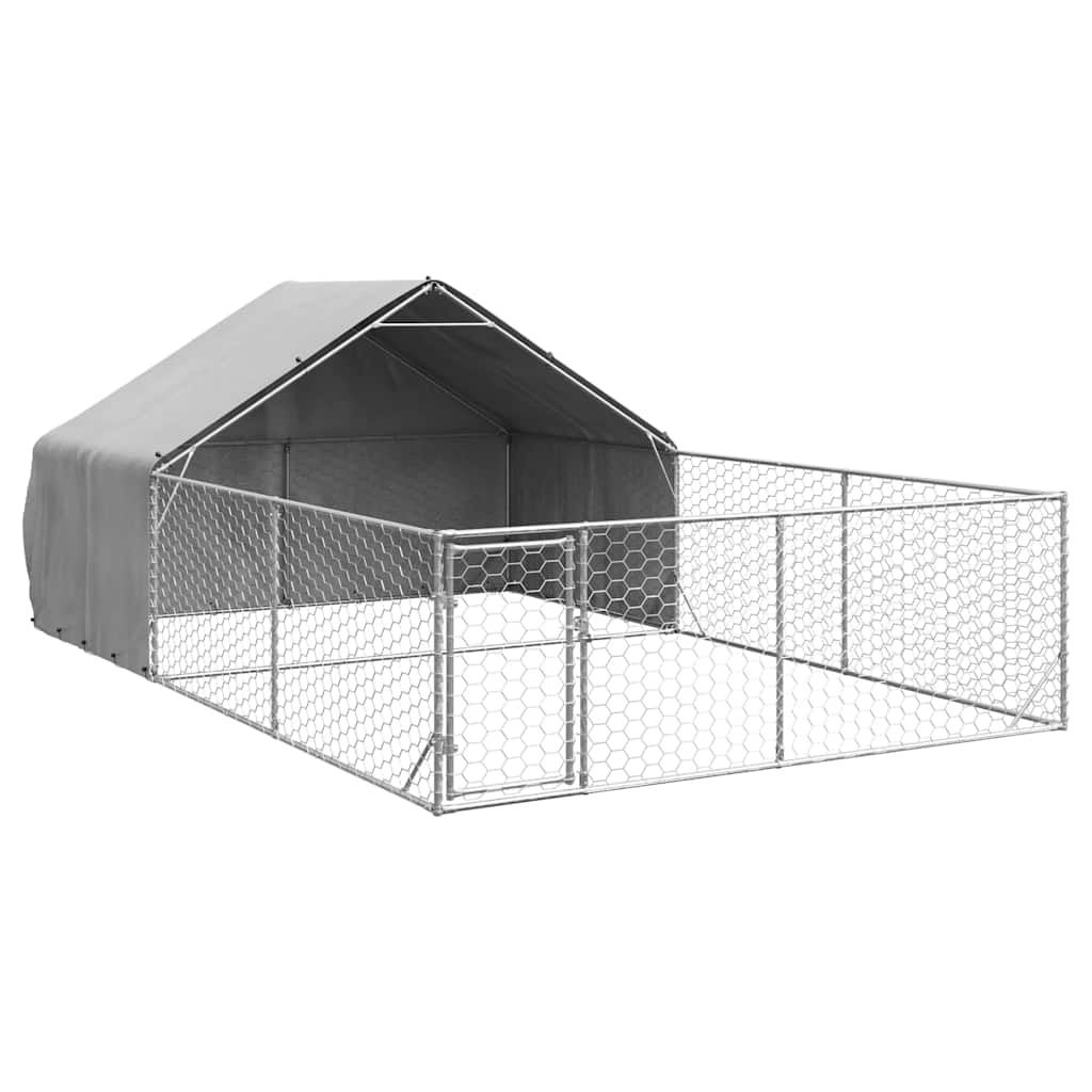 horganyzott acél kültéri kutyafuttató kifutóval 6x3x1,9 m