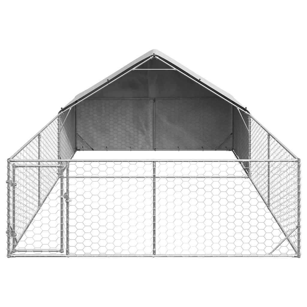 horganyzott acél kültéri kutyafuttató kifutóval 6x3x1,9 m