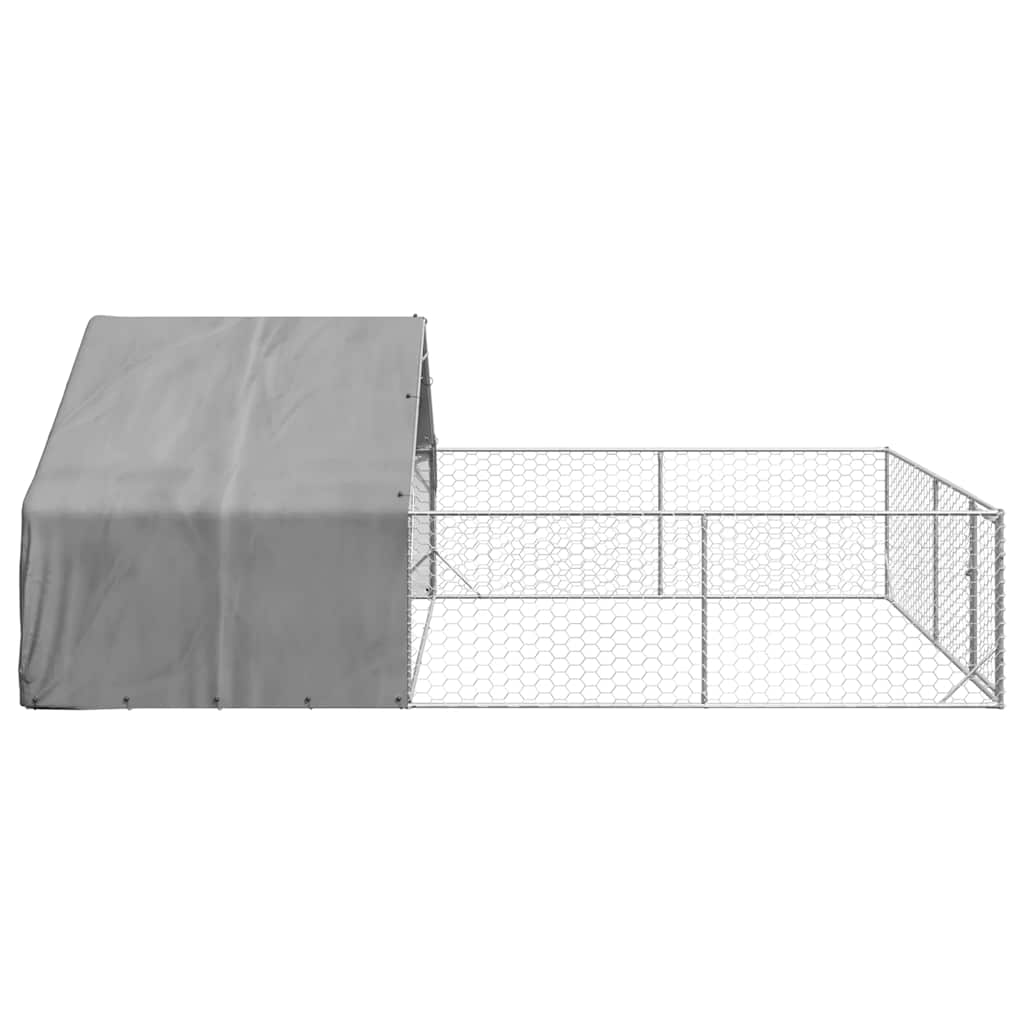 horganyzott acél kültéri kutyafuttató kifutóval 6x3x1,9 m