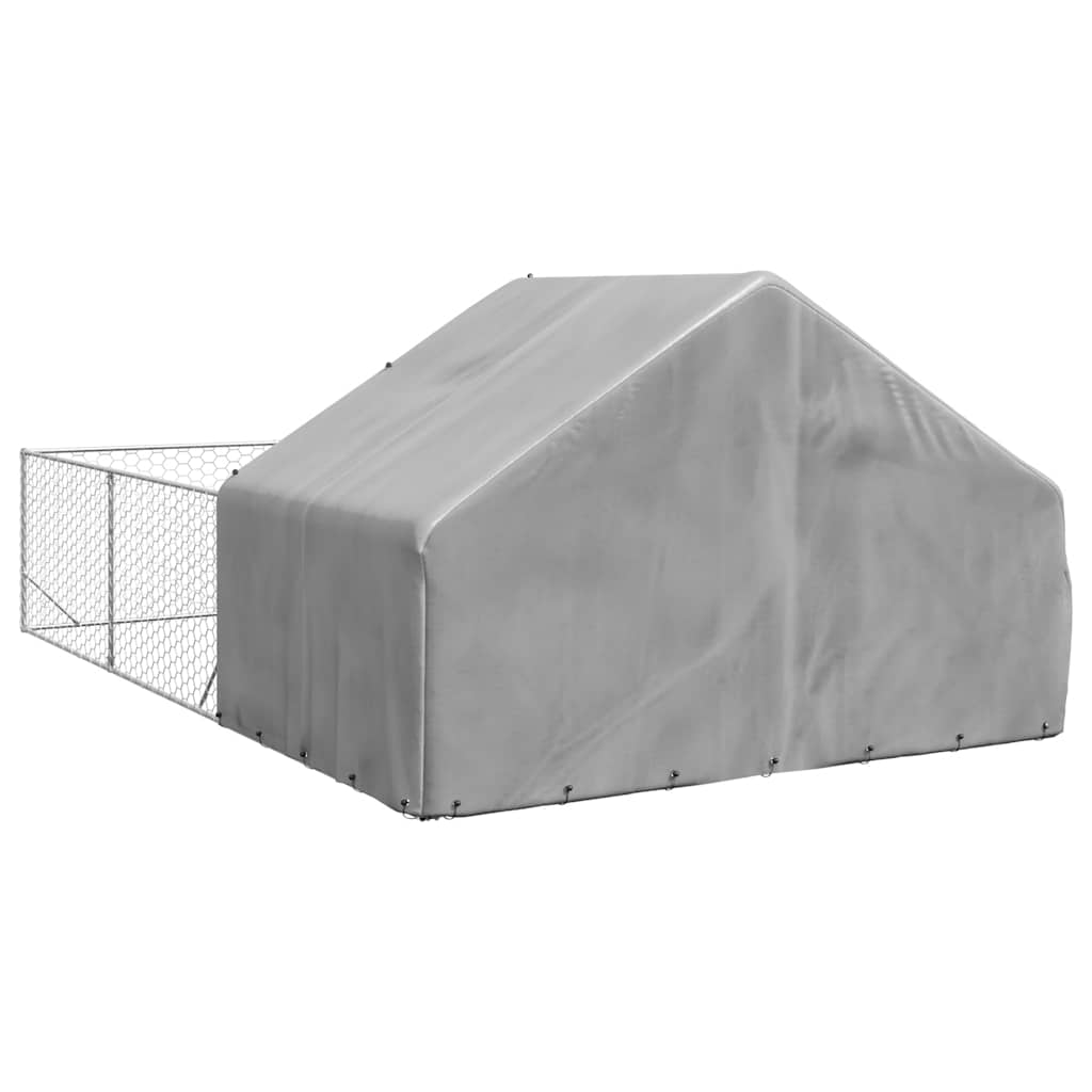 horganyzott acél kültéri kutyafuttató kifutóval 6x3x1,9 m