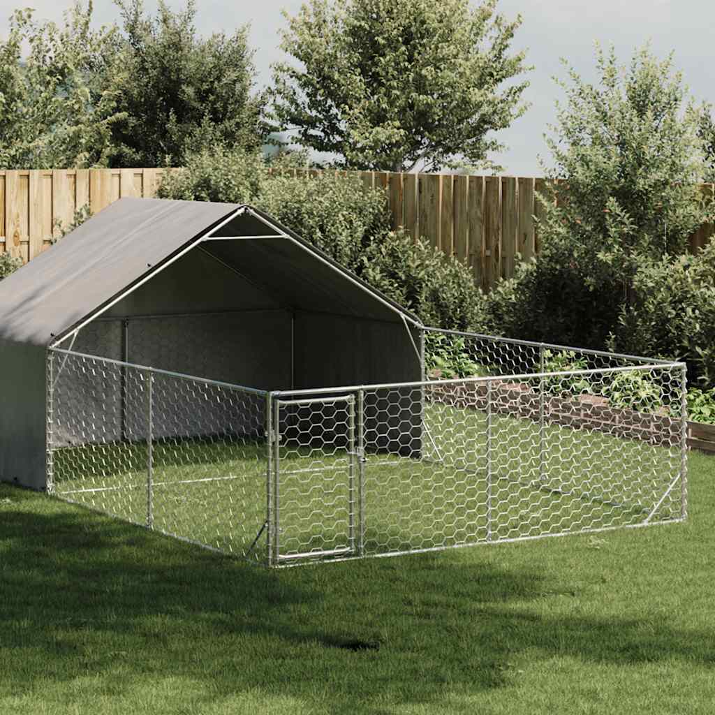 horganyzott acél kültéri kutyafuttató kifutóval 6x3x1,9 m