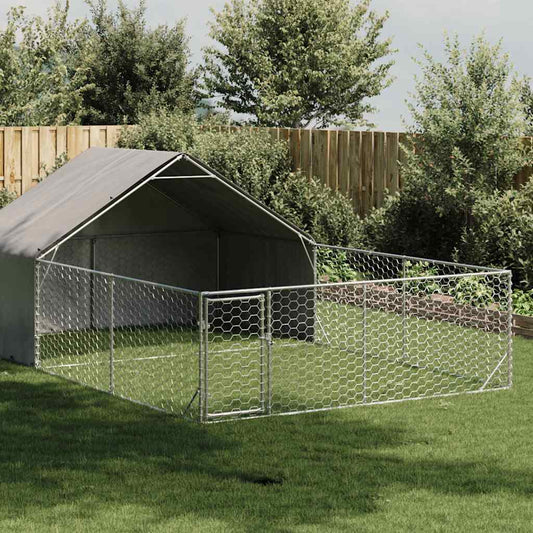 horganyzott acél kültéri kutyafuttató kifutóval 6x3x1,9 m