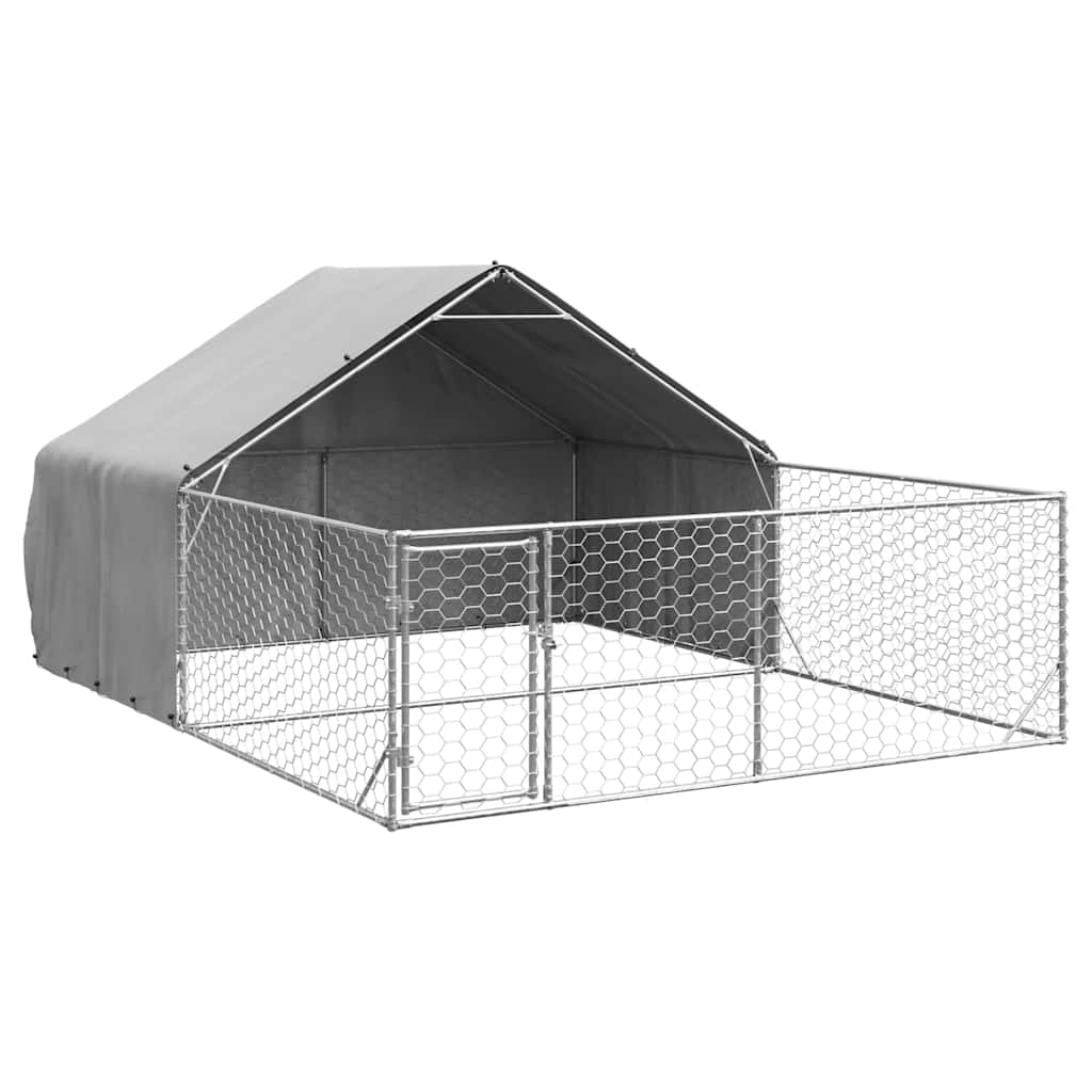 horganyzott acél kültéri kutyafuttató kifutóval 5x3x1,9 m