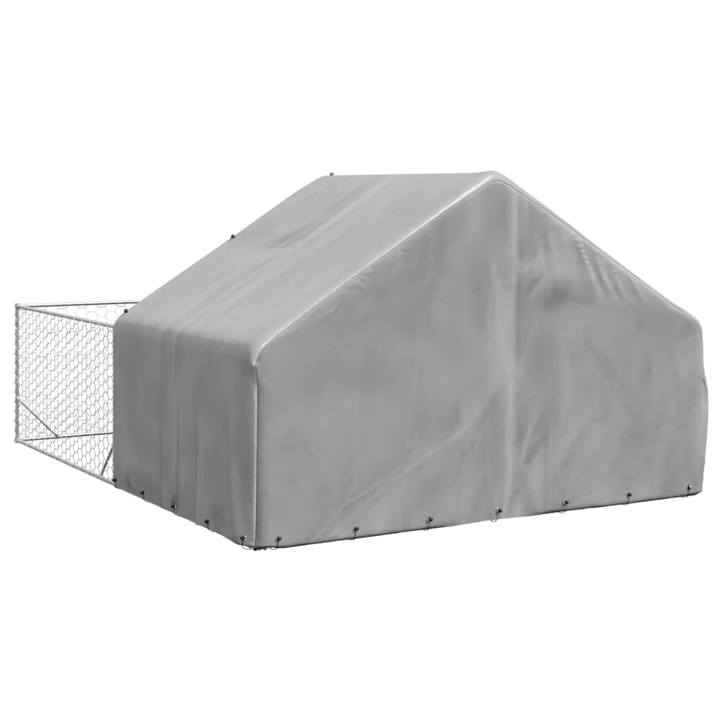 horganyzott acél kültéri kutyafuttató kifutóval 5x3x1,9 m