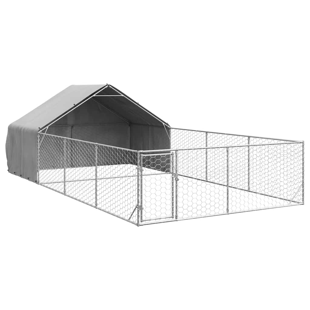 horganyzott acél kültéri kutyafuttató kifutóval 7x3x1,9 m