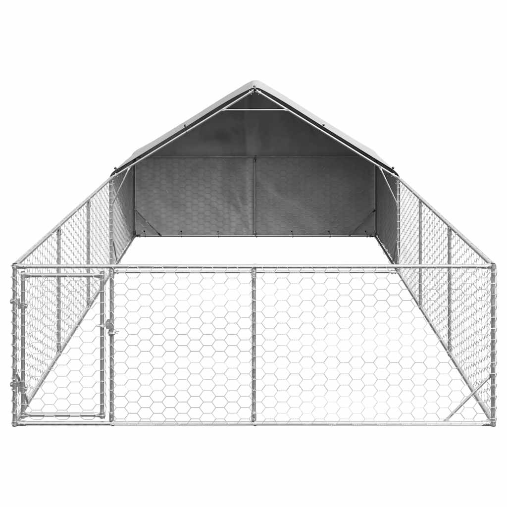 horganyzott acél kültéri kutyafuttató kifutóval 7x3x1,9 m