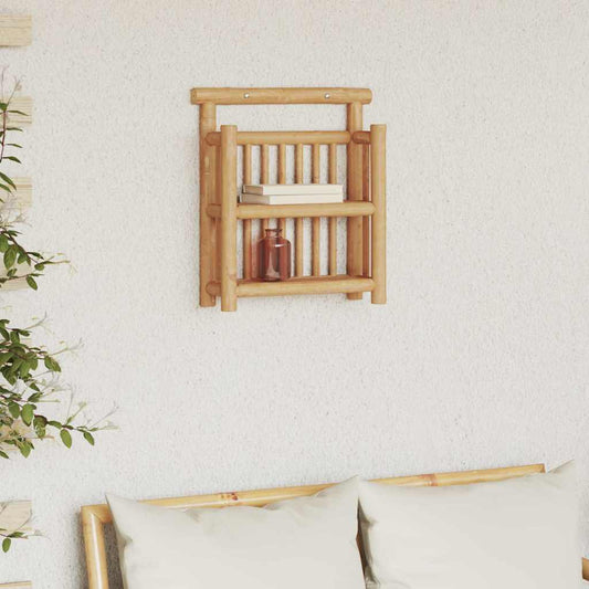 Falpolc polcokkal tárolóval Természetes 40 x 13 x 44 cm bambusz