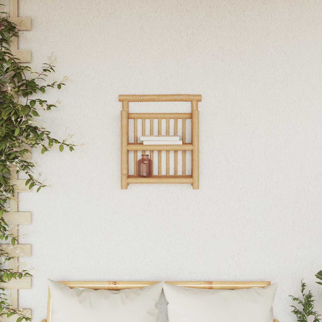 Falpolc polcokkal tárolóval Természetes 40 x 13 x 44 cm bambusz