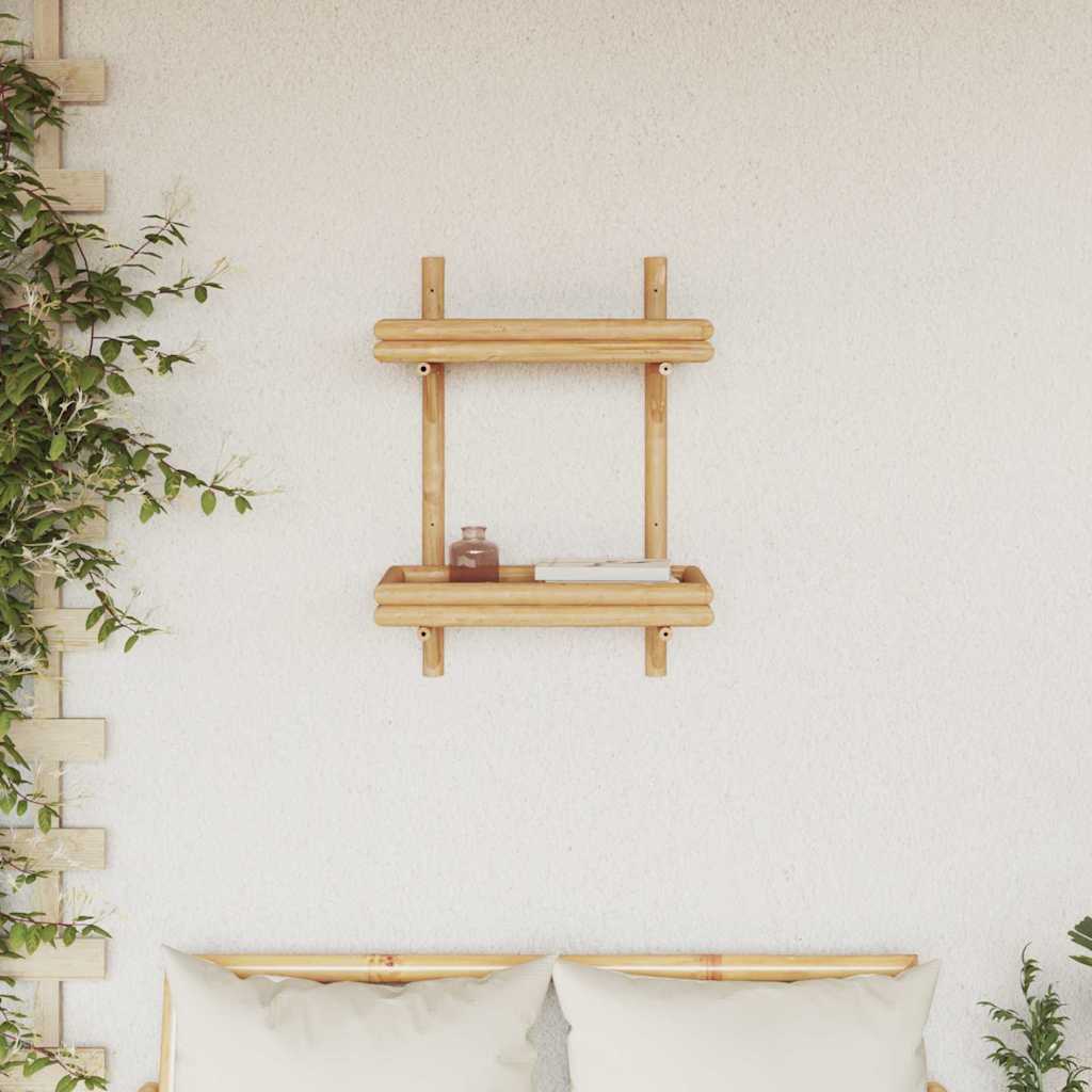 Falpolc polcokkal tárolóval Barna 39 x 26 x 60 cm bambusz