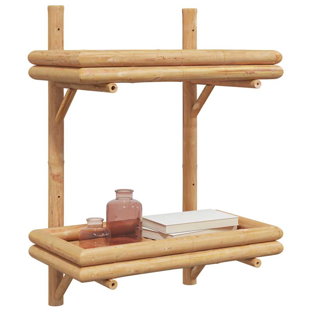 Falpolc polcokkal tárolóval Barna 39 x 26 x 60 cm bambusz