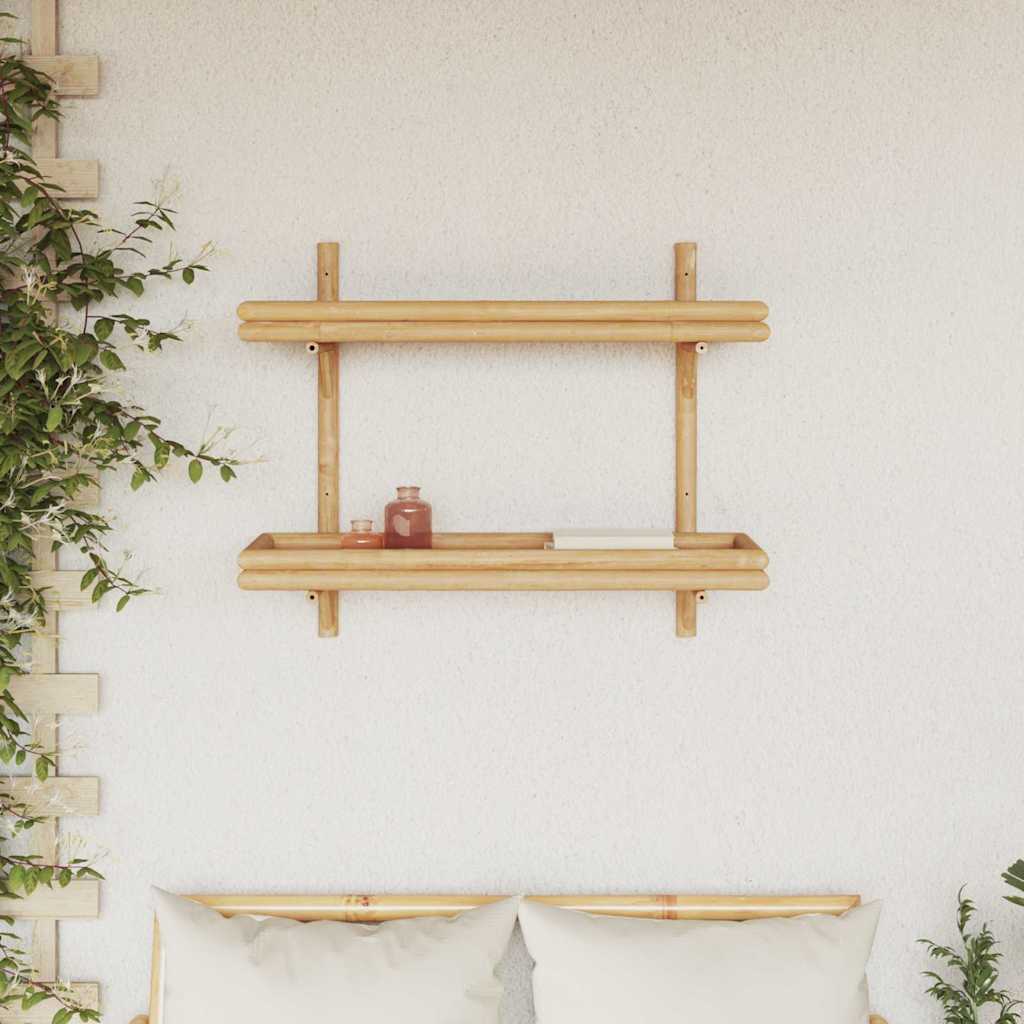 Falpolc polcokkal tárolóval Barna 75 x 26 x 60 cm bambusz