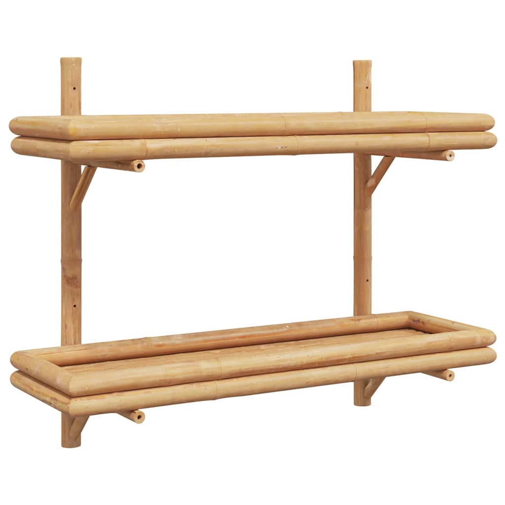Falpolc polcokkal tárolóval Barna 75 x 26 x 60 cm bambusz
