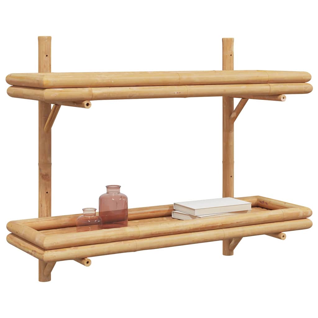 Falpolc polcokkal tárolóval Barna 75 x 26 x 60 cm bambusz