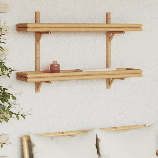 Falpolc polcokkal tárolóval Barna 100 x 26 x 60 cm bambusz