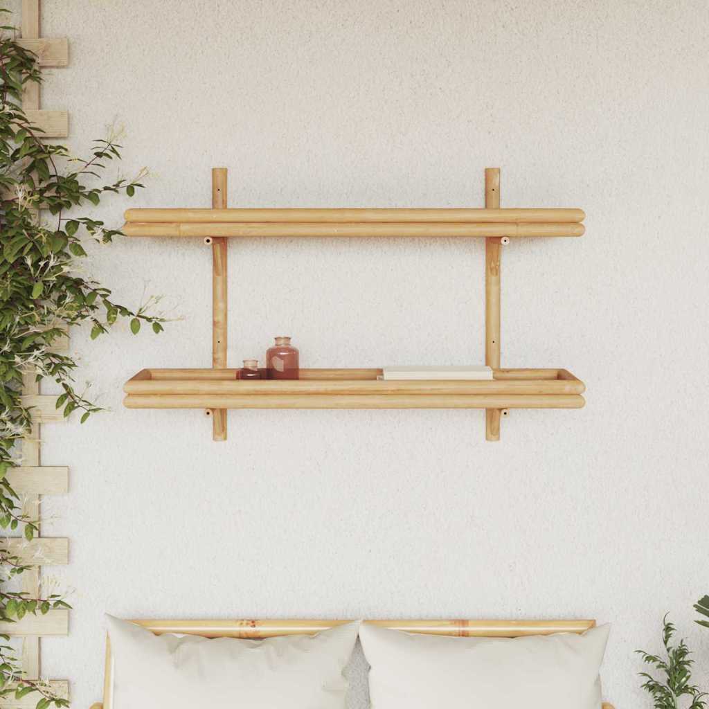 Falpolc polcokkal tárolóval Barna 100 x 26 x 60 cm bambusz
