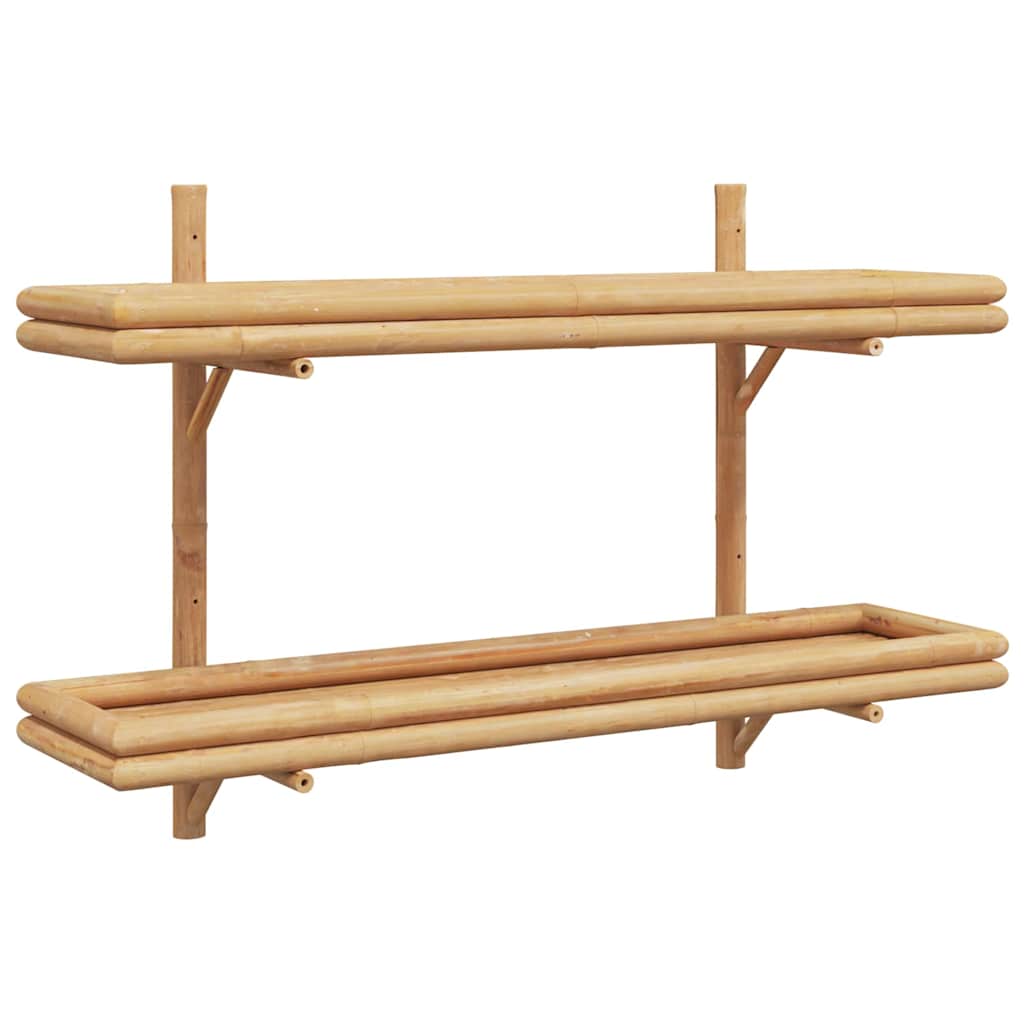 Falpolc polcokkal tárolóval Barna 100 x 26 x 60 cm bambusz