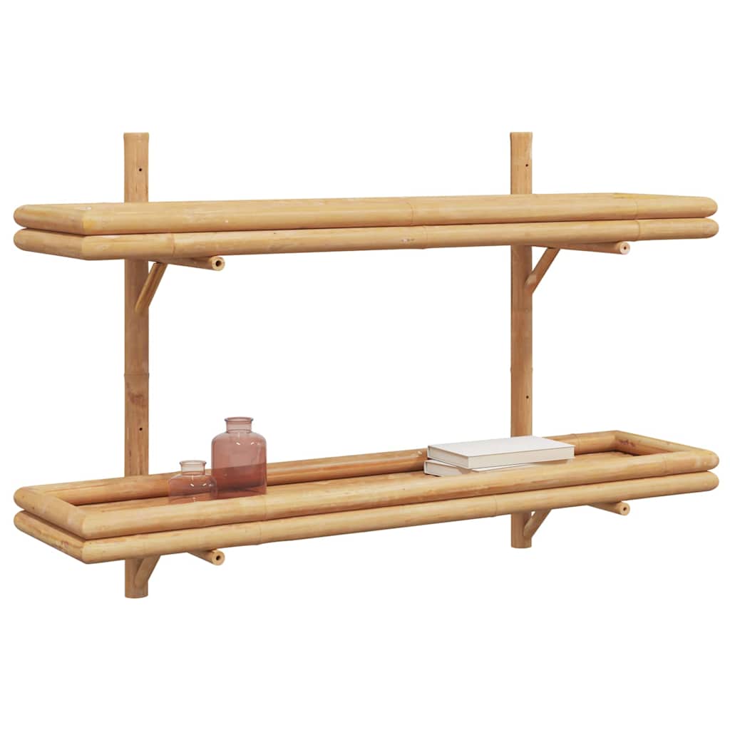 Falpolc polcokkal tárolóval Barna 100 x 26 x 60 cm bambusz