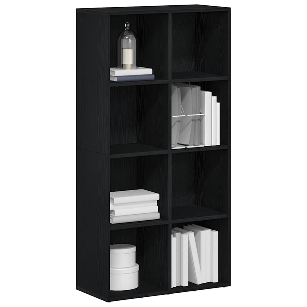 fekete tölgy szerelt fa könyvespolc 66x30x130 cm