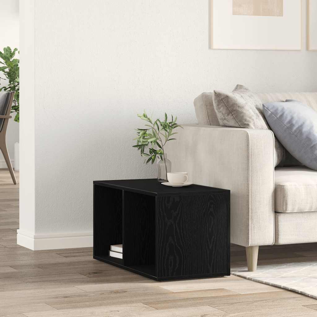 fekete tölgy szerelt fa LP tárolódoboz 71x34x36 cm