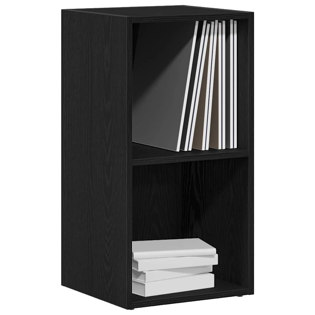 fekete tölgy szerelt fa LP tárolódoboz 71x34x36 cm