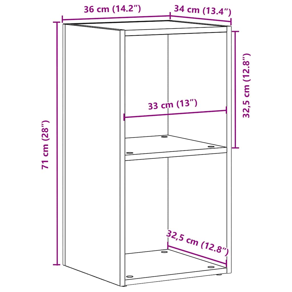 fekete tölgy szerelt fa LP tárolódoboz 71x34x36 cm