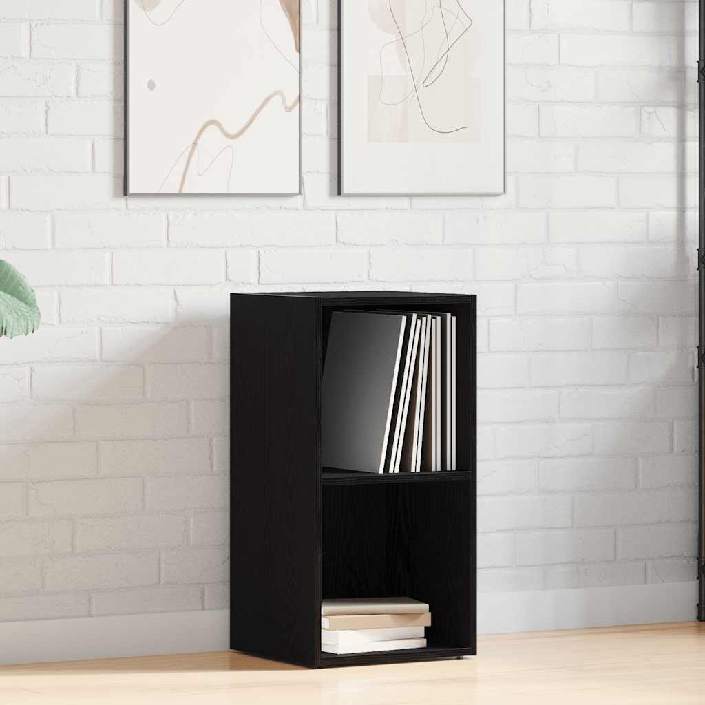 fekete tölgy szerelt fa LP tárolódoboz 71x34x36 cm
