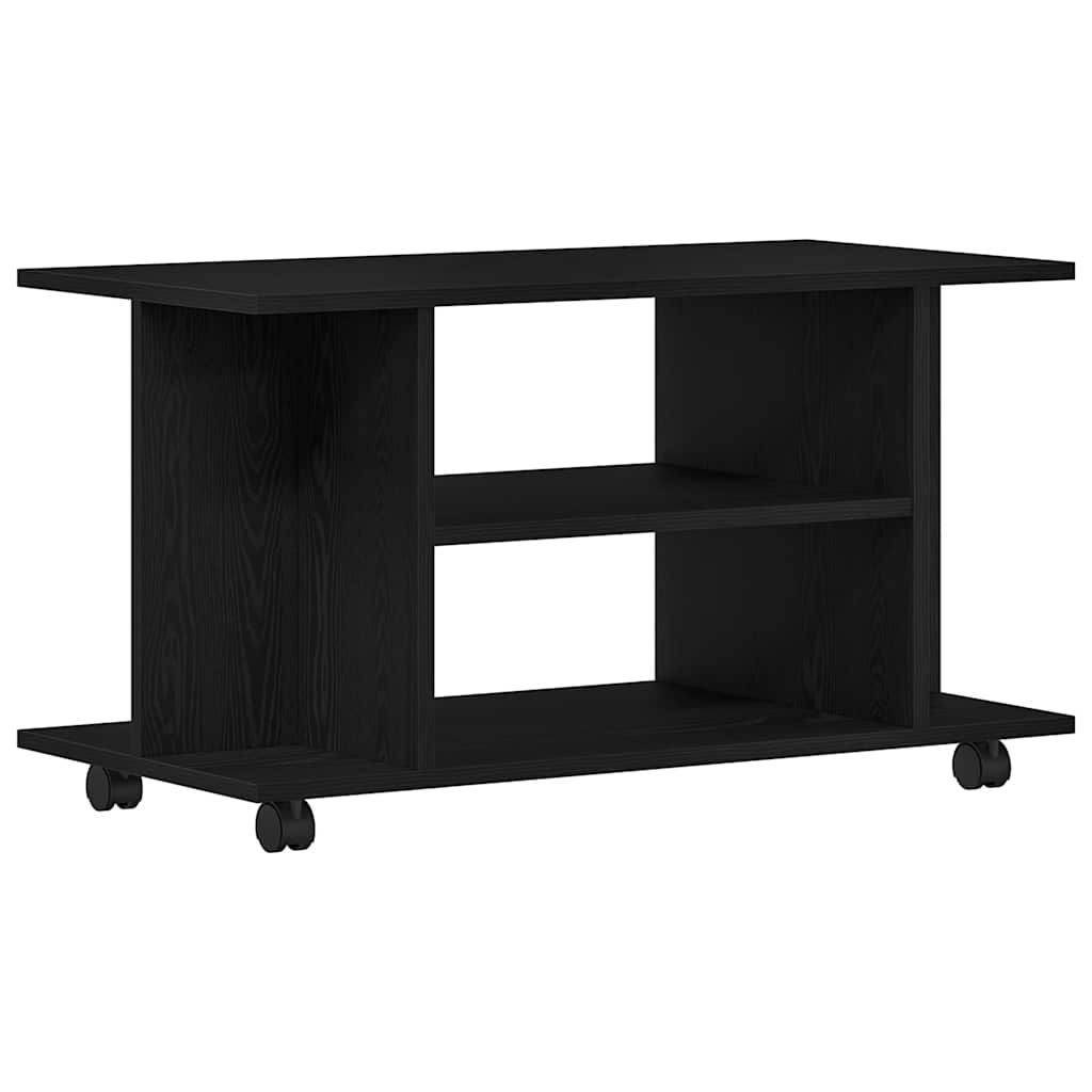 fekete tölgyfa TV-szekrény görgőkkel 80 x 40 x 45 cm