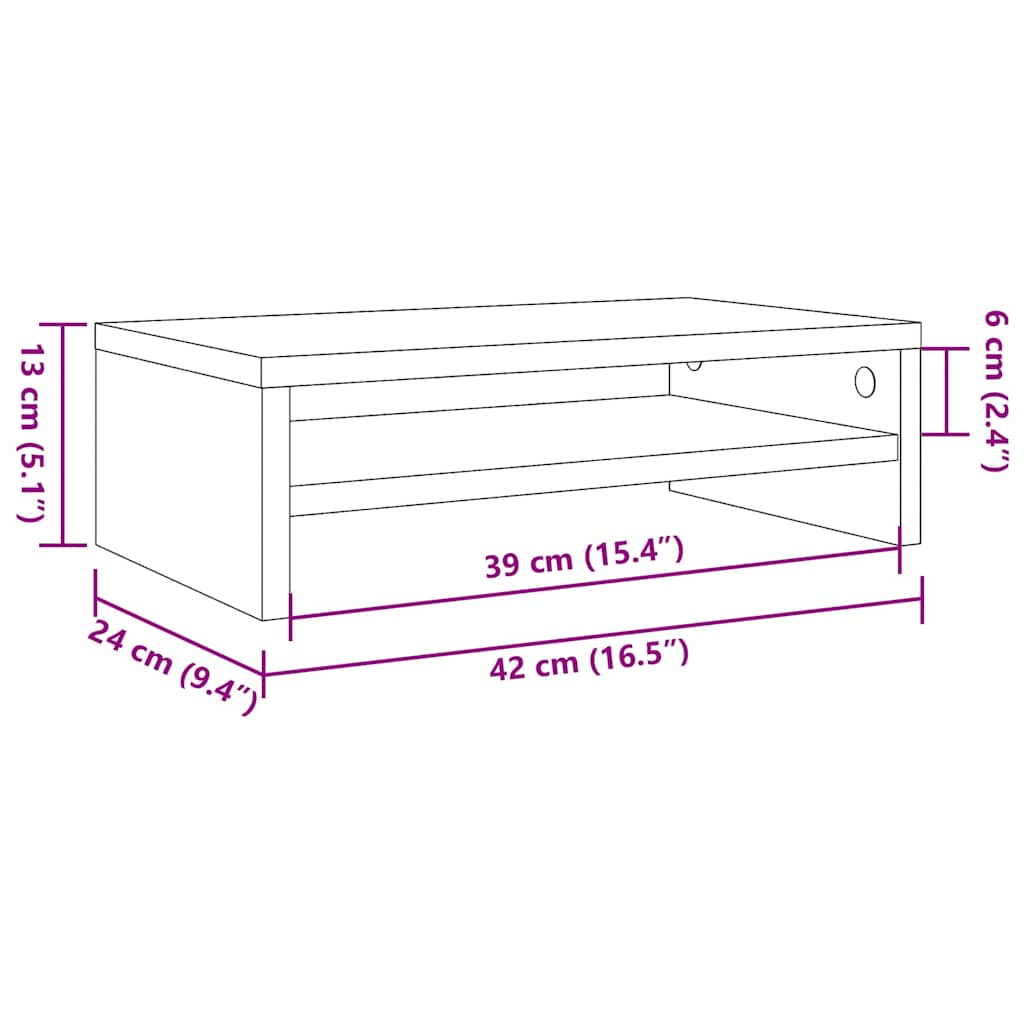 fekete tölgyfa monitorállvány 42 x 24 x 13 cm