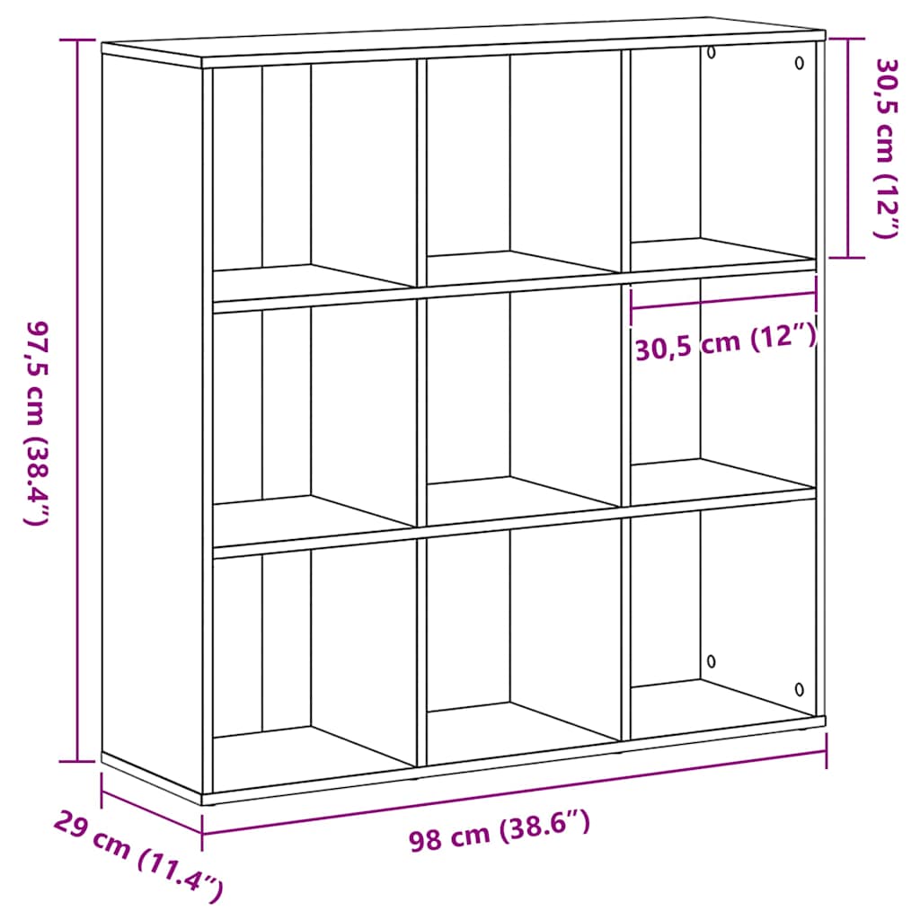 fekete tölgyfa könyvesszekrény 98 x 29 x 97,5 cm
