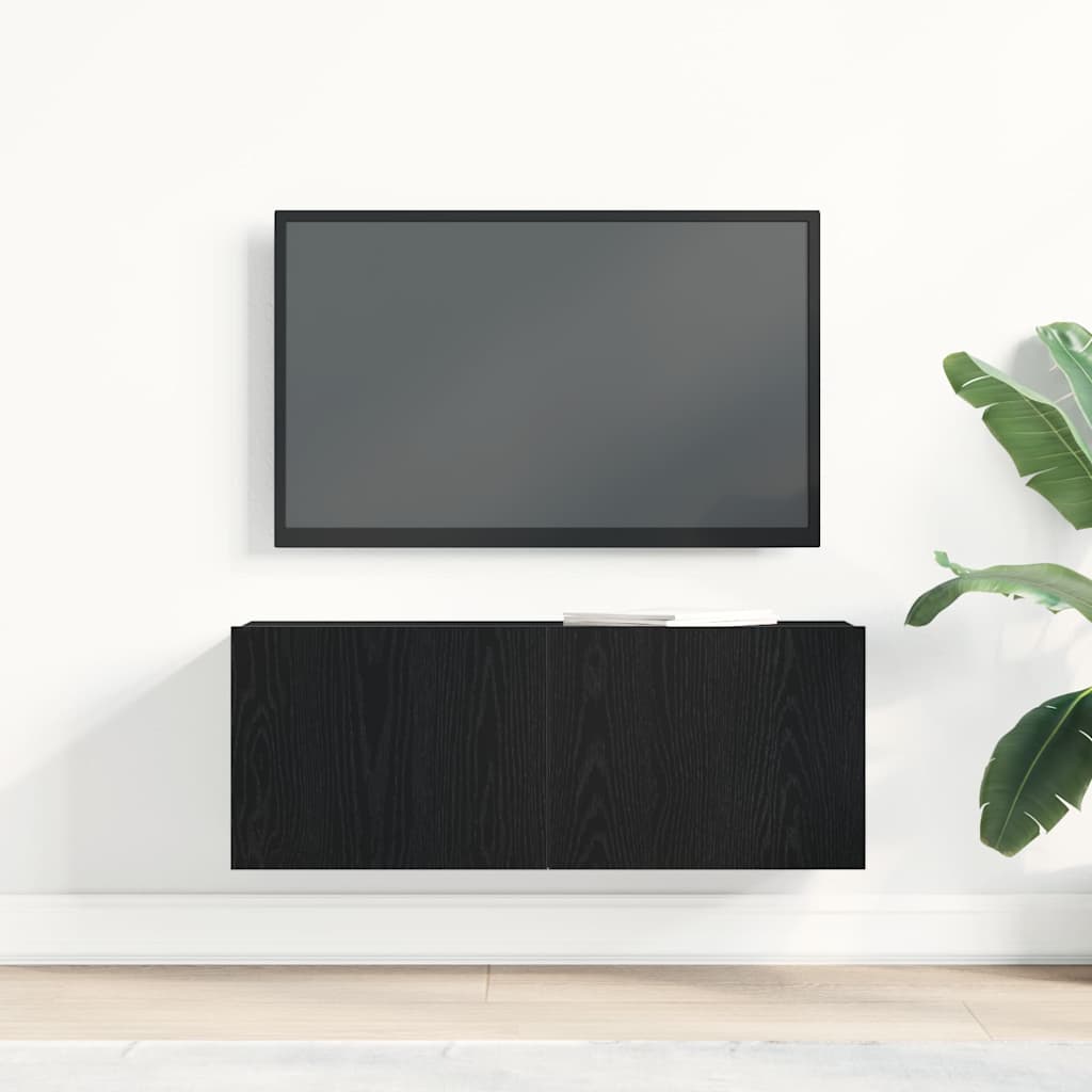 TV szekrény 80 x 30 x 30 cm Fekete tölgy Szerelt Fa