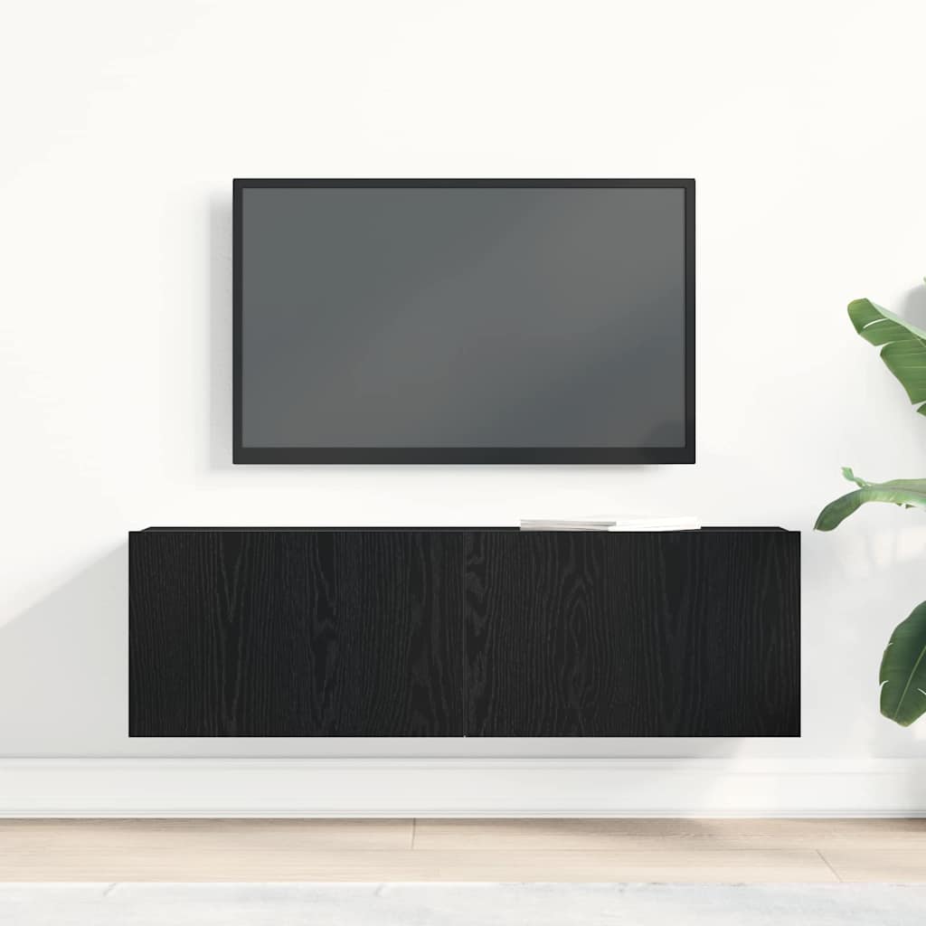 TV szekrény 100 x 30 x 30 cm Fekete tölgy Szerelt Fa
