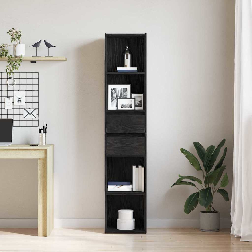 Könyvespolc 4 szintes 36 x 30 x 171 cm Szerelt Fa Fekete tölgy