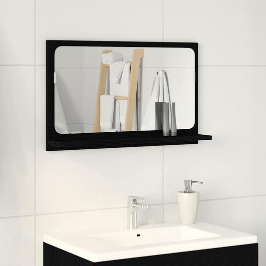 Tükörpolc polcokkal Fekete tölgy 60 x 10,5 x 37 cm Faanyag