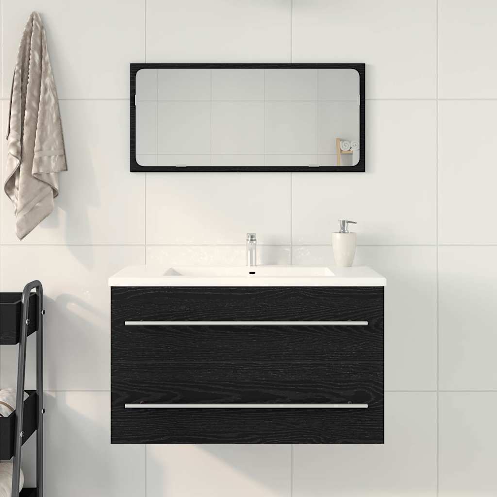 fekete tölgy színű szerelt fa mosdószekrény 80 x 38,5 x 48 cm